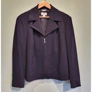 Talbots Navy Blue Full Zip Lined Collared Blazer Jacket Sz 20w